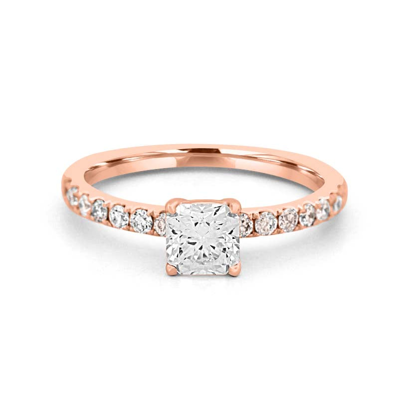 Square Radiant Solitaire Pavé Ring