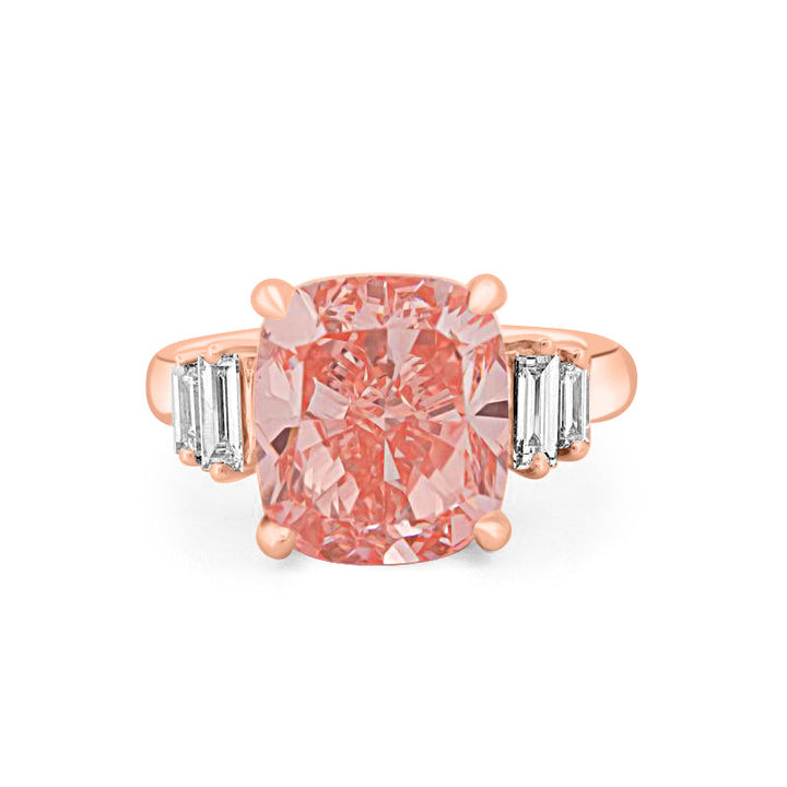 Kussen geslepen roze diamanten ring
