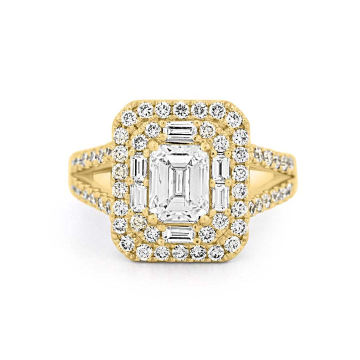 Solitaire Halo taille émeraude