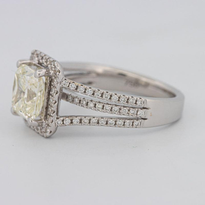 Fancy Light Yellow Emerald Cut Halo Solitaire