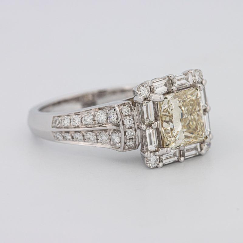 Fancy Light Yellow Square Radiant Halo Solitaire
