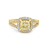 Fancy Yellow Brownish Intense Cushion Halo Solitaire
