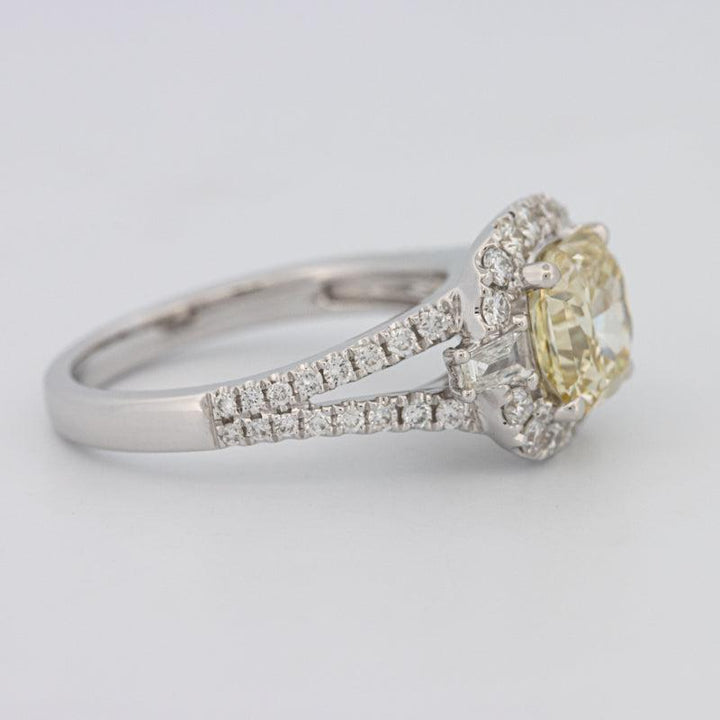 Fancy Yellow Square Radiant Halo Solitaire