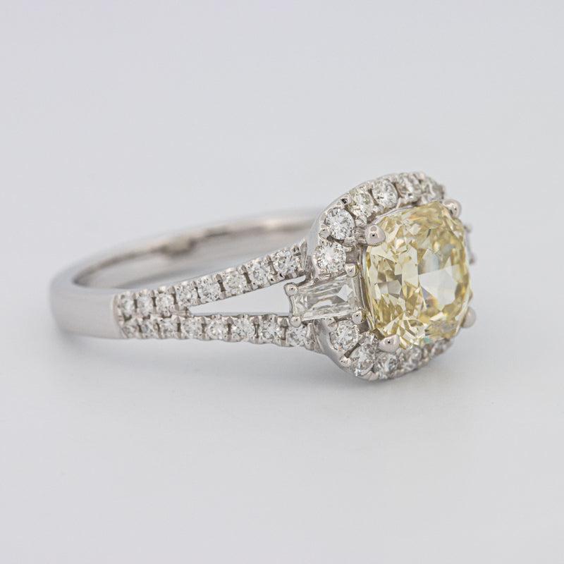 Fancy Yellow Square Radiant Halo Solitaire