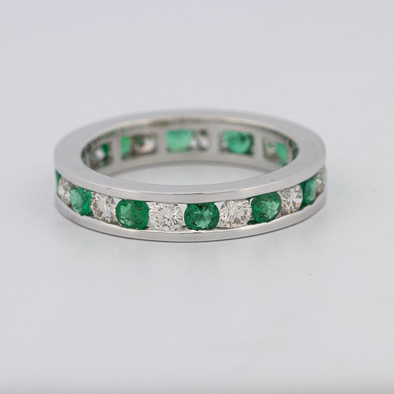 Green Emerald/Diamond Eternity Band