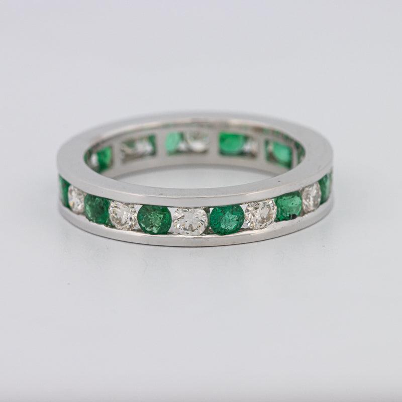 Green Emerald/Diamond Eternity Band