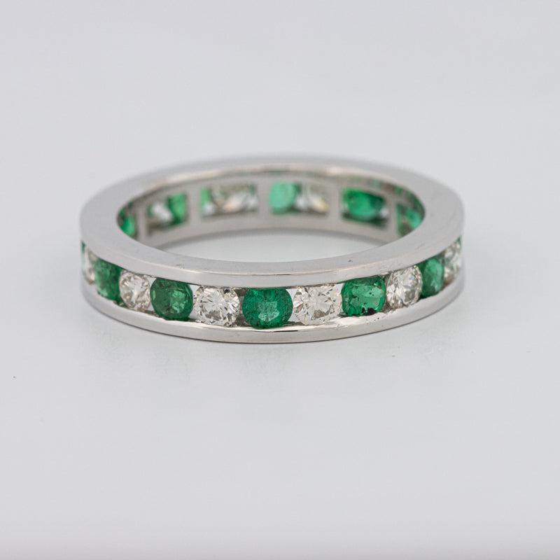 Eternity-Band mit grünem Smaragd/Diamant