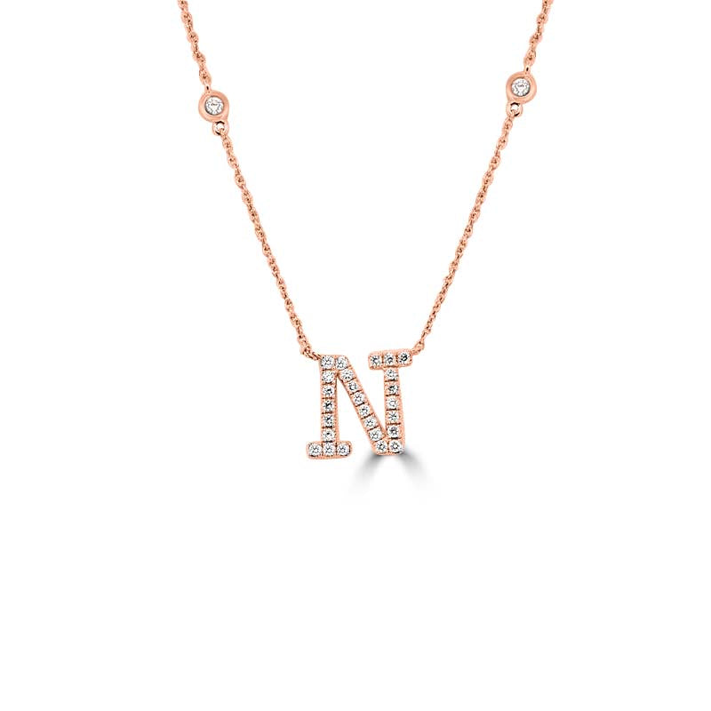 Initial "N" Diamond Pendant