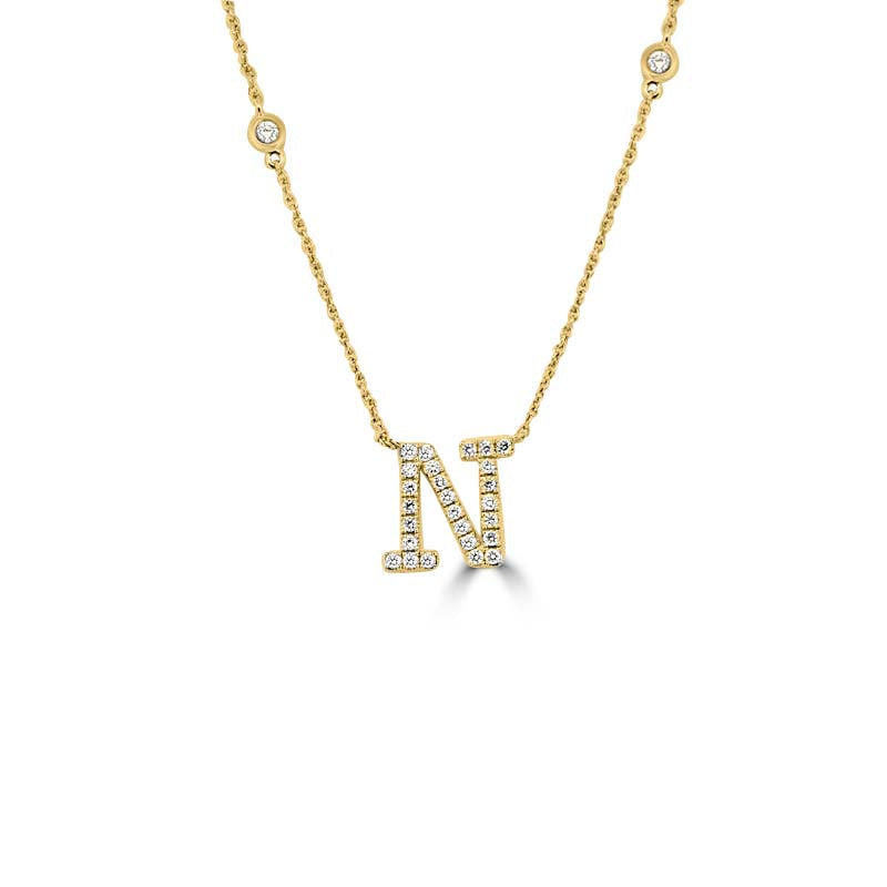Initial "N" Diamond Pendant