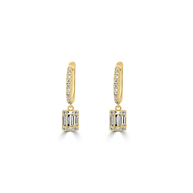 Invisible Baguettes Dangling Earrings