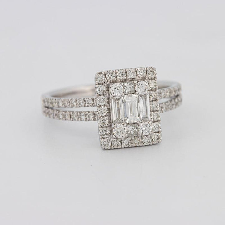 Invisible Halo Emerald Diamond Ring