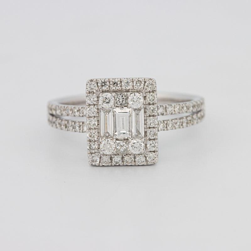 Onzichtbare Halo Emerald Diamond Ring