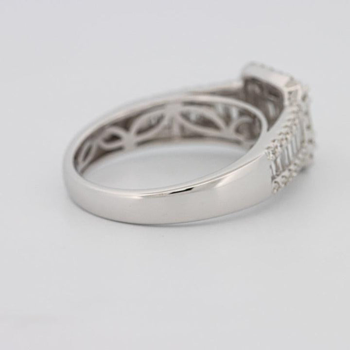 Invisible Halo Square Ring with Baguettes on the sides