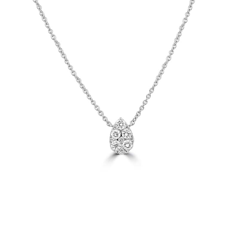 14k White Gold 1.23 CTW Diamond Teardrop Pendant Necklace with Floating  Center - Sindur Style