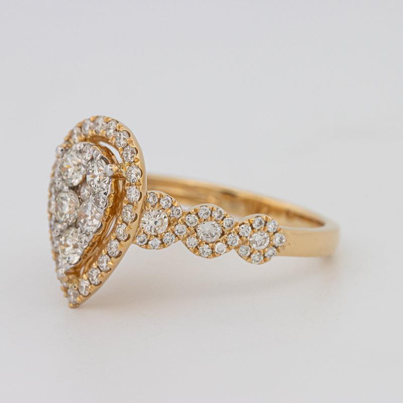 Invisible Pearshape Diamond ring