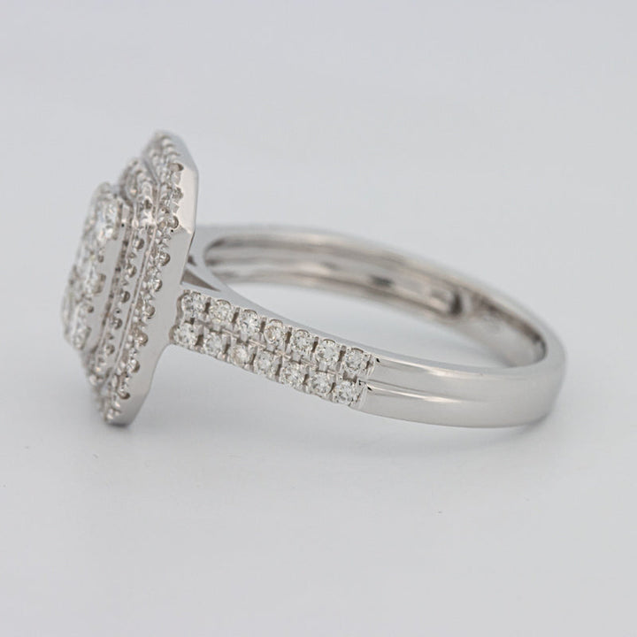 Invisible Rectangular Double Halo Diamond Ring