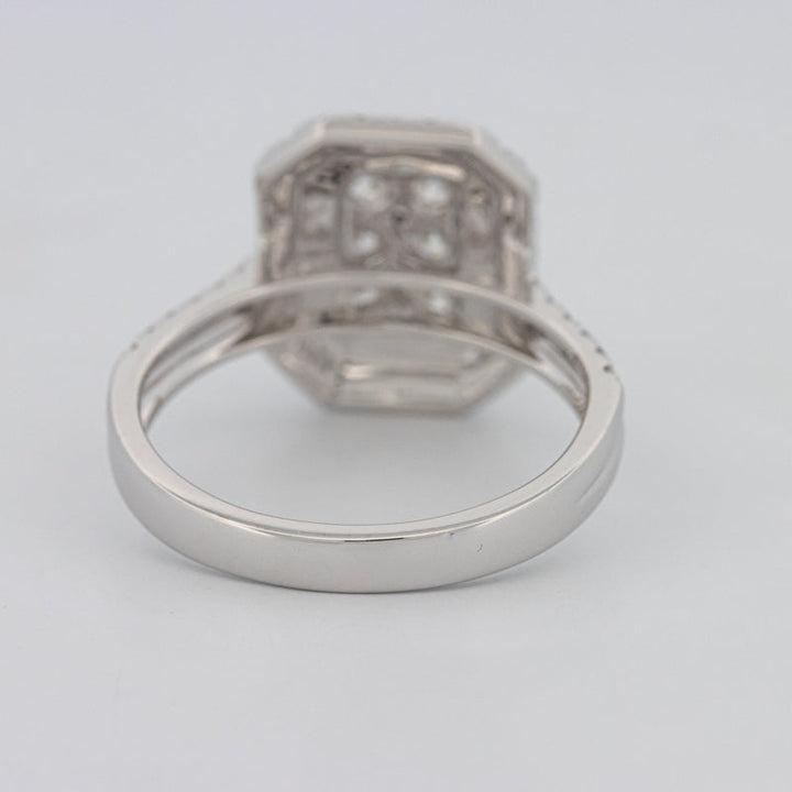 Invisible Rectangular Double Halo Diamond Ring