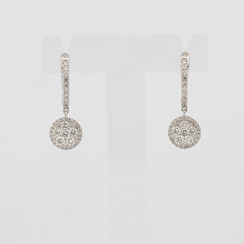 Invisible Round Halo Dangling Earrings