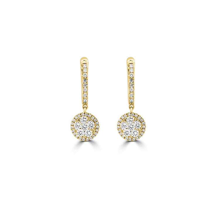 Invisible Round Halo Dangling Earrings