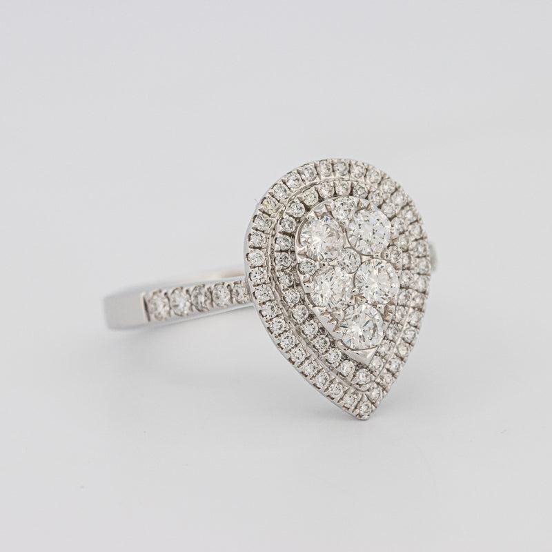 Invisible pearshape diamond ring
