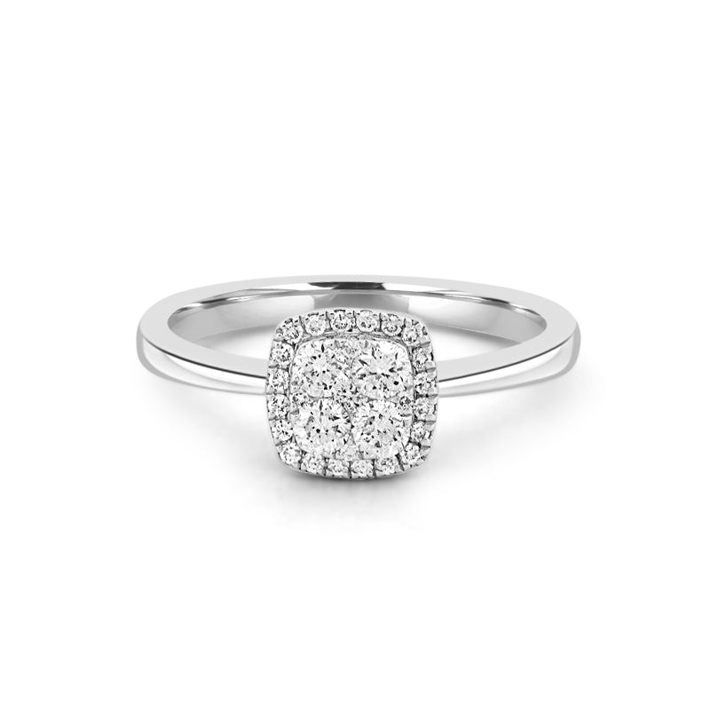 Onzichtbare vierkante diamanten ring (klein)