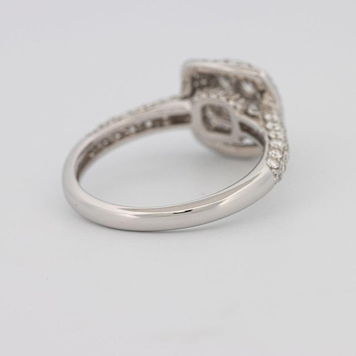Invisible square double halo diamond ring