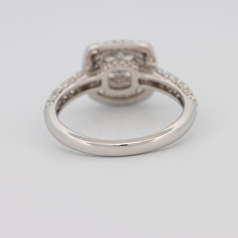 Invisible square double halo diamond ring