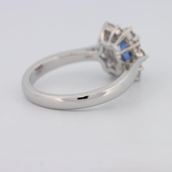 Oval Blue Sapphire Flower Ring