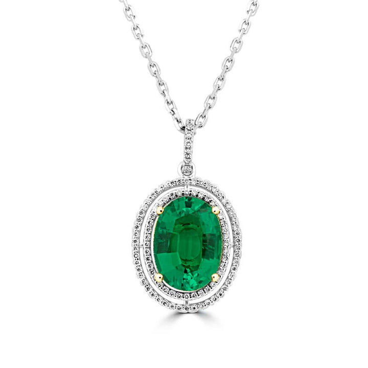 Oval Green Emerald Pendant