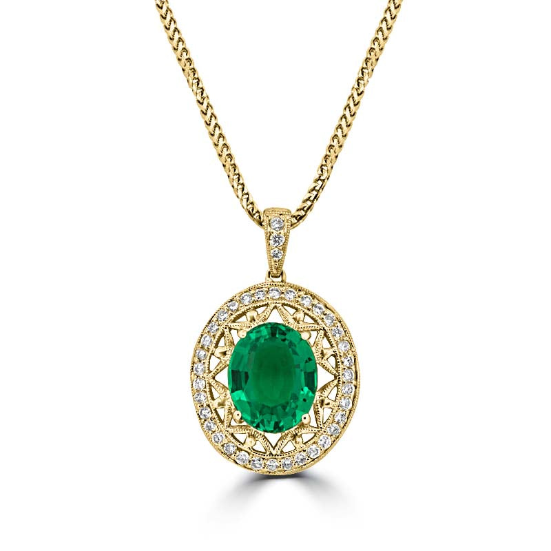 Oval Green Emerald Pendant