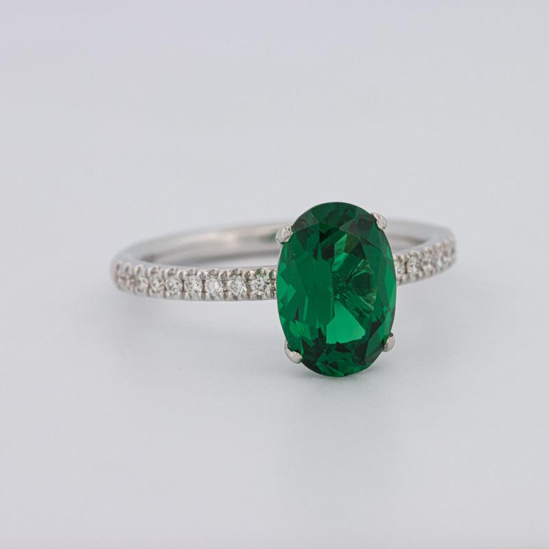 Oval Emerald & Diamond Halo Style Gold Ring – Crossan Jewellers