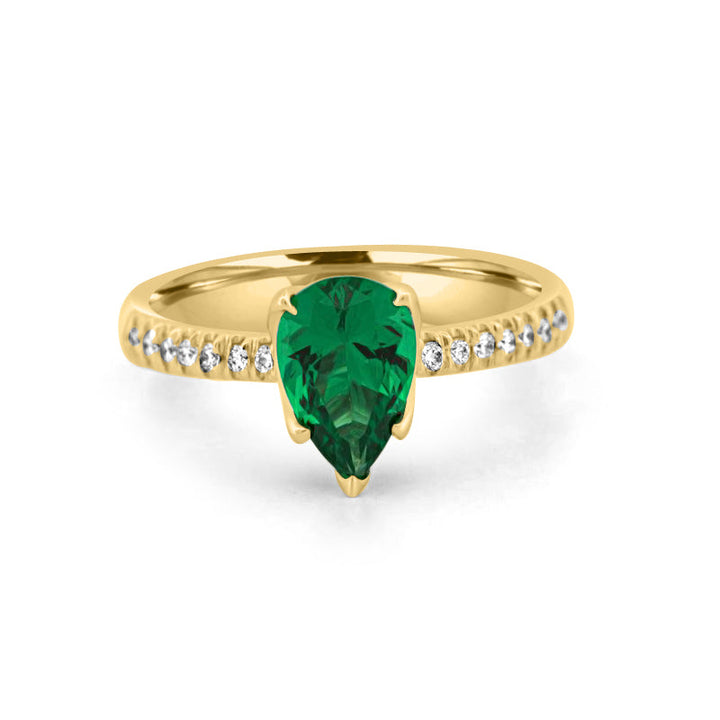 Peervormige groene smaragd ring