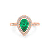 Birnenförmiger Halo-Grün-Smaragd-Ring
