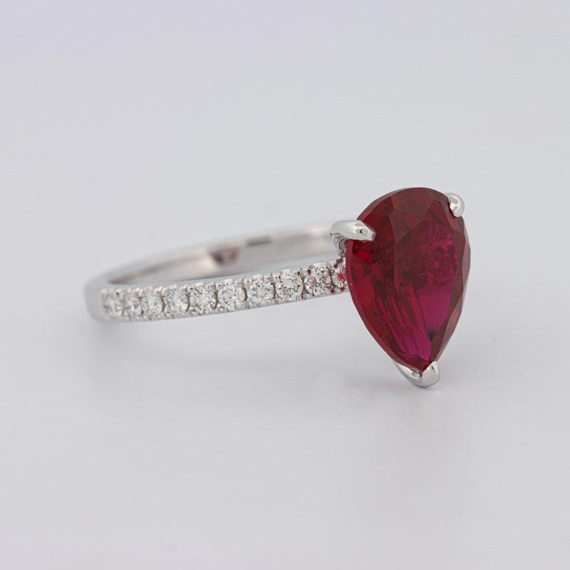 Pearshape Red Ruby Ring