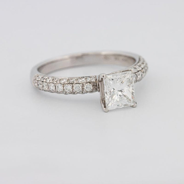 Princess Cut Solitaire Pave Ring