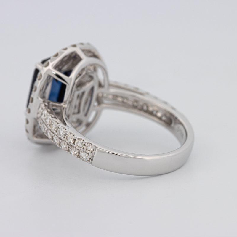 Rectangular Blue Sapphire Pave Ring