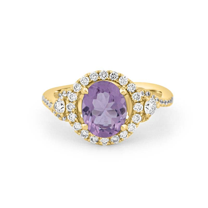 Round Amethyst Halo Ring exclusive at ZIZOV DIAMONDS