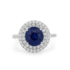 Runder blauer Saphir-Pavé-Ring