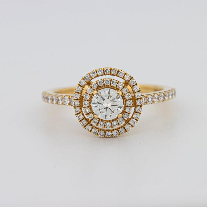 Round Double Halo Solitaire