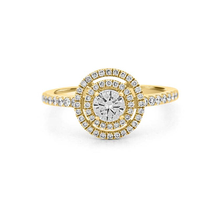 Round Double Halo Solitaire