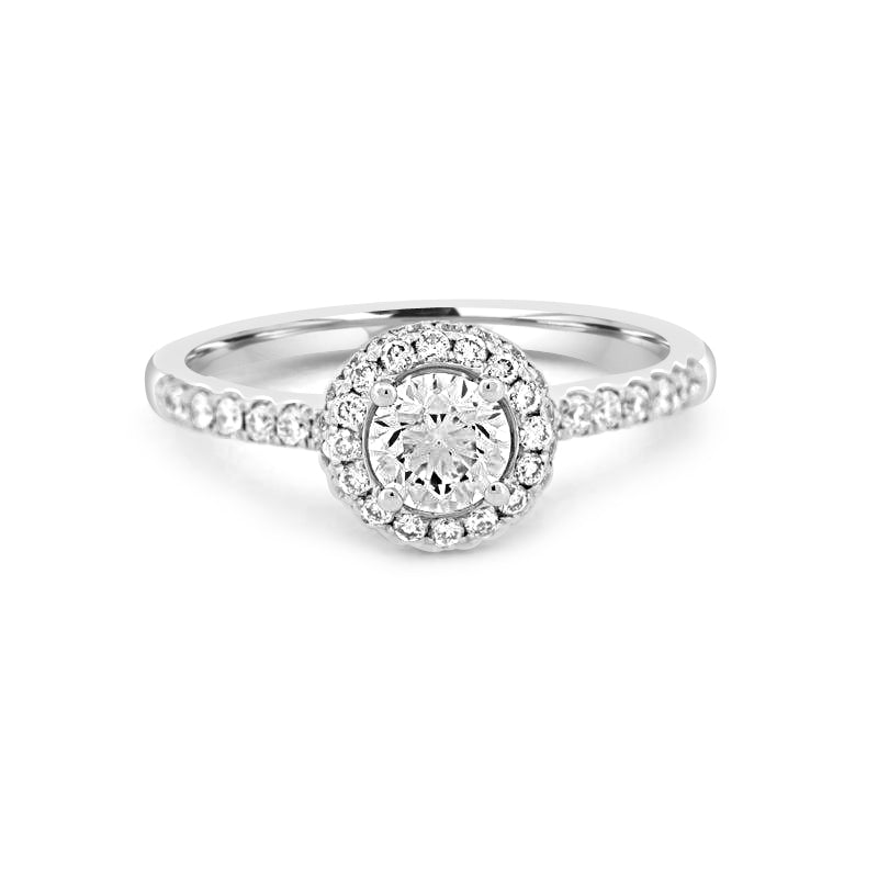Round Halo Solitaire Pavé Ring