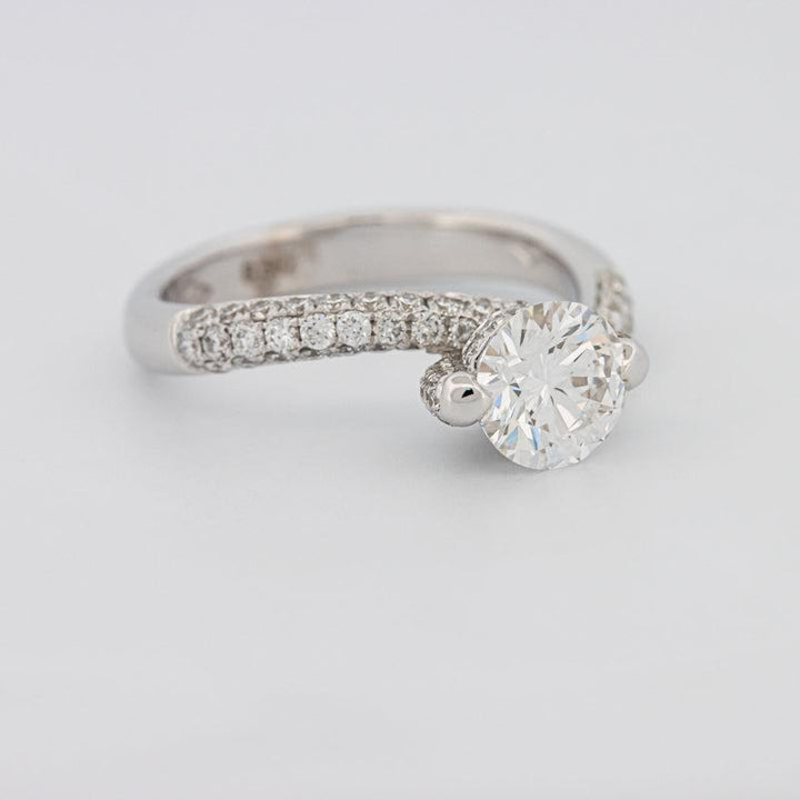 Round Solitaire Pave Ring with Twisted Band