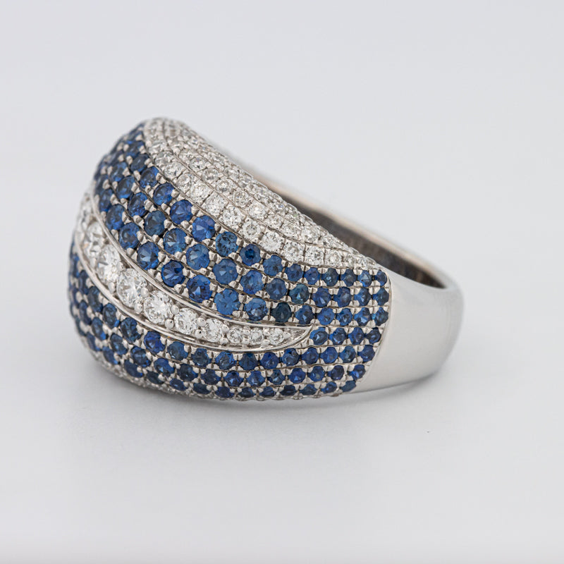 Sapphire and Diamonds Wave Ring