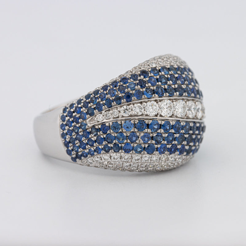 Sapphire and Diamonds Wave Ring