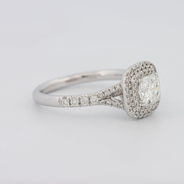 Square Radiant Double Halo Solitaire with Split Band