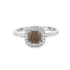 Vierkante stralende fancy bruine diamanten Halo-ring