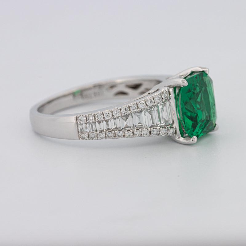 Square Radiant Green Emerald with Baguettes