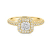 Vierkante stralende Halo Solitaire Pave Ring