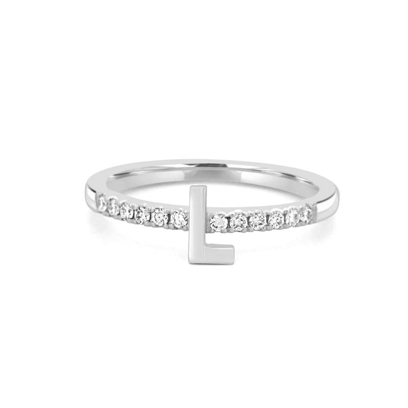 Stapelbare initiële "L" diamanten ring