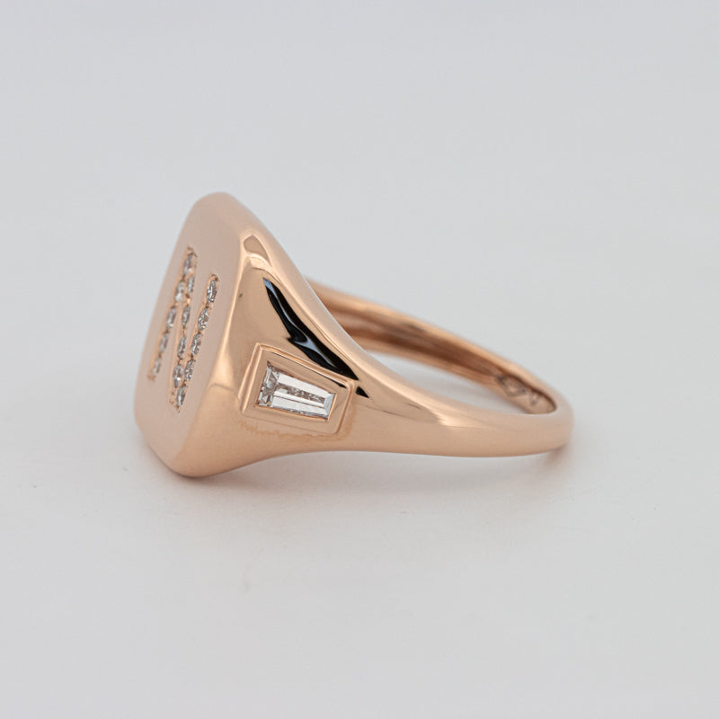 Diamond Initial "N" Signet Ring - ZIZOV DIAMONDS
